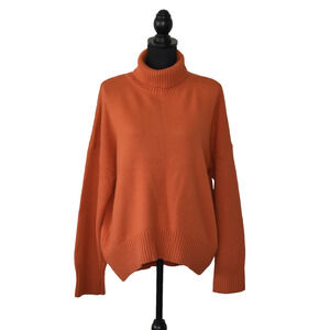 B5 Auth BAZILIKA Orange Soft Cashmere Knit Turtleneck Oversized Sweater Size O/S